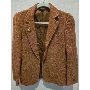 TGIF Women's Vintage Orange Wool Blend Blazer Size 7 Button Closure Y2K